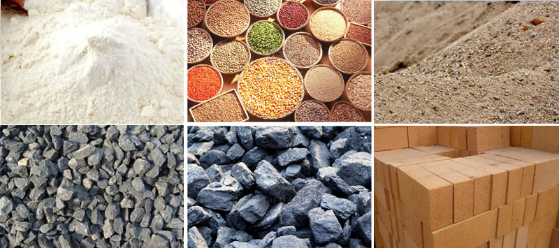 風(fēng)冷式直線(xiàn)振動(dòng)篩可篩分物料有：耐火材料，糧食，沙土，石子等。